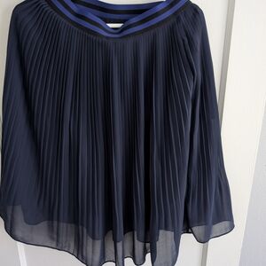 Navy Blue Pleated Women's Top